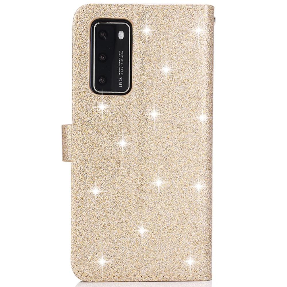 Luxury Bling Diamond PU Leather Flip Case Rhinestone 3D Love Heart Glitter Wallet Cover for iPhone Samsung Huawei