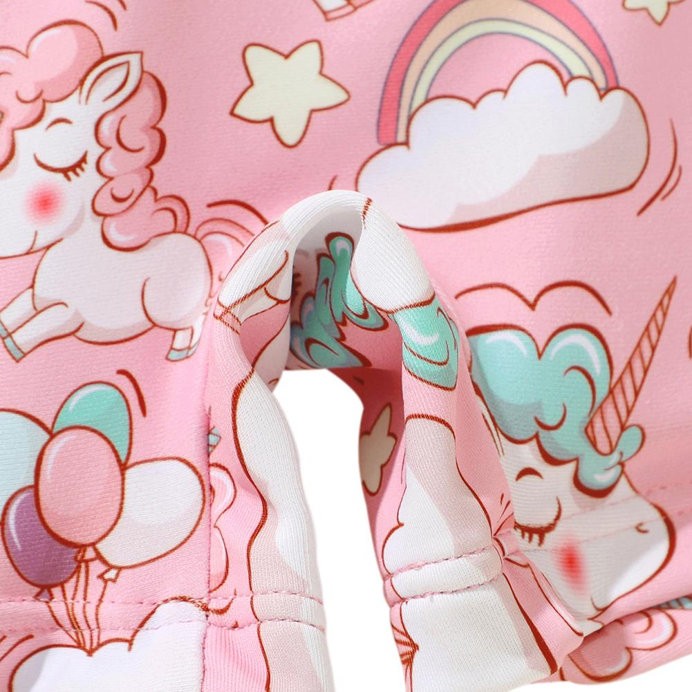 Dětské batole Dívčí plavky plavky Vztlak Roztomilé kreslené plavky s krátkým rukávem Rashguard Jednodílné plavky na zip plavky 2-9T