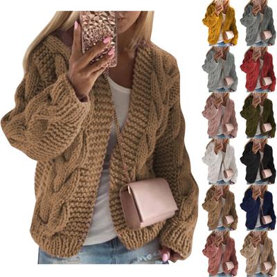 Moda feminina casual malha cardigan suéter