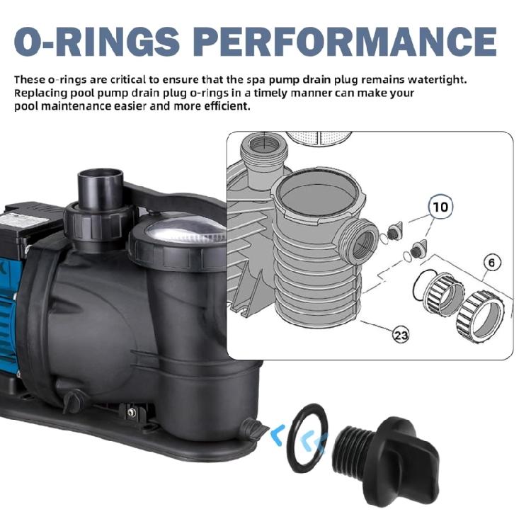 Universals Pool Pump Drain Plugs Set 4pcs Seal O Rings Designs Convenient for Multiple Systems Compatibility Use