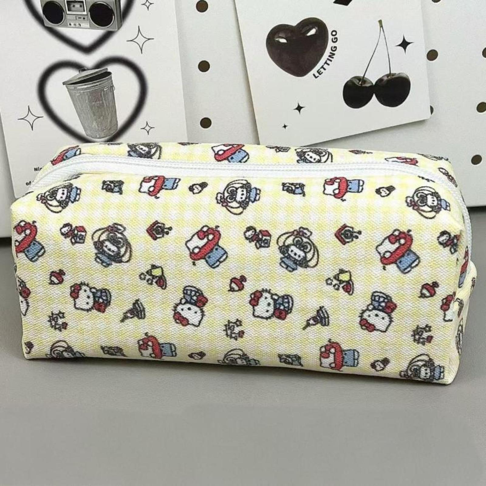 

Cute Cartoon Pencil Case Large Capacity Cat Print Student Stationery Storage Bag Portable Storage Pencil Box Girls Kid Gift