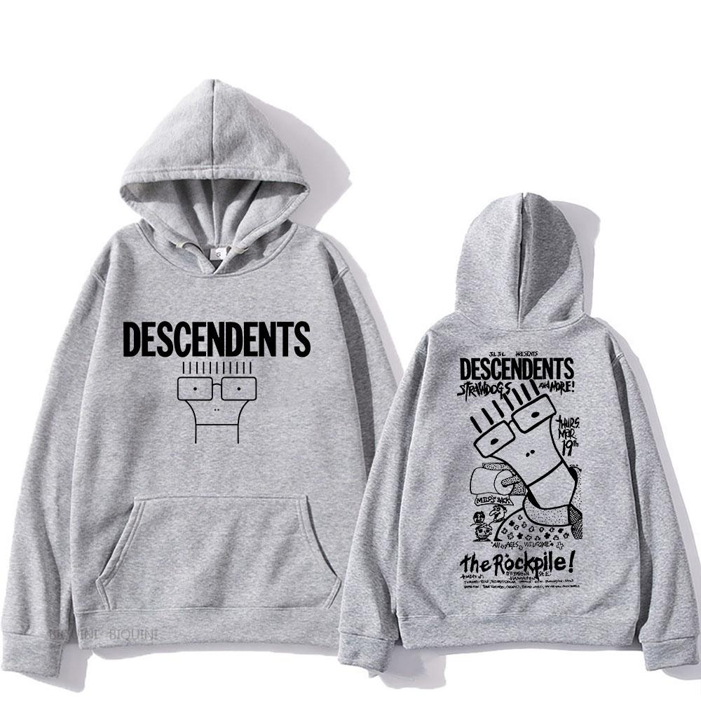Descendents Hooded Cartoon Print Harajuku Casual Vintage Sweatshirt Graphic Printing Fleece Clothes Men Women Gothic Pullovers