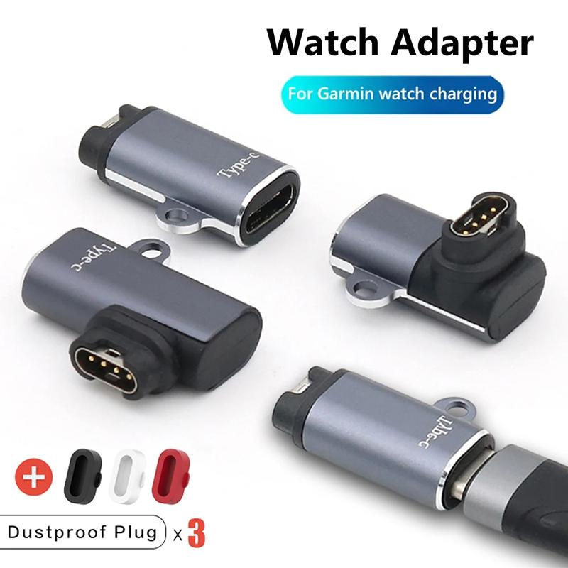 Type-C/4 Pin/Micro USB Charger Converter Adapter for Garmin Fenix 7/7S/7X/6/6S/6X/5 Forerunner 745 955 Smart Watch Charging Plug