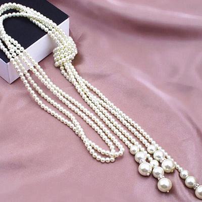 Elegante Perlenquasten-Kette Lange Anhänger-Halskette Charms Pullover-Schmuck Geschenk
