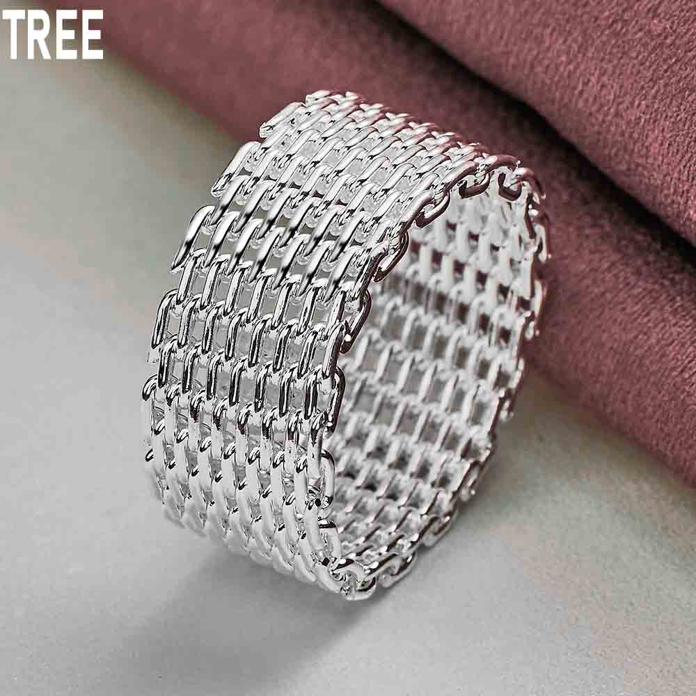925 Sterling Silver Interwoven Mesh Ring Exquisite Charm Fashion Wedding Jewelry