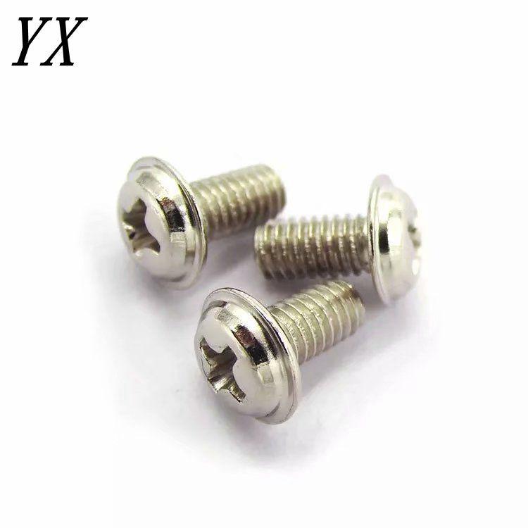 PWM Nickel-Plated Cross Pan Head Screw with Washer: M3/M4/M5 Threaded Computer Screw