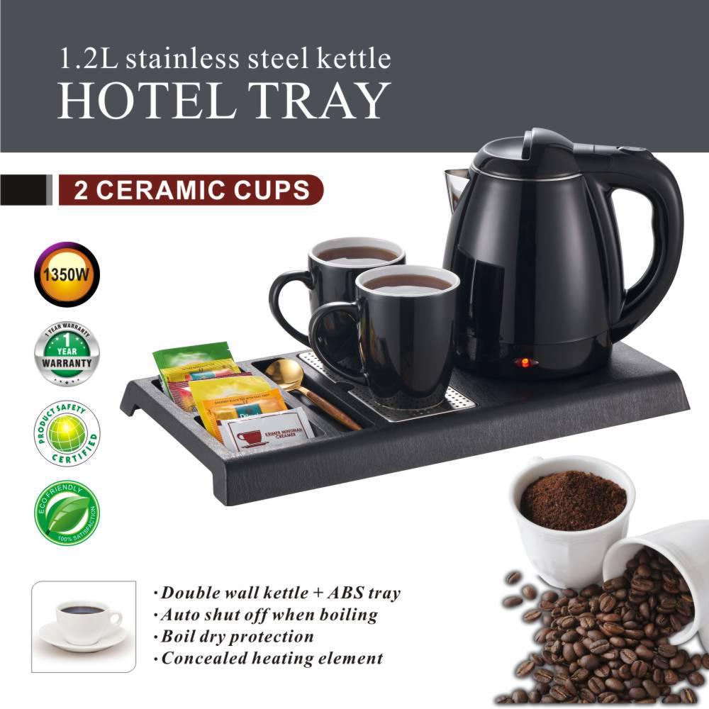 Stainless Steel Electric Kettle Set with Tray and Custom Logo