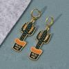 Green Cactus Rainbow Leaf Dangle Earrings for Women Girls Creative Fresh Enamel Metal Hoop Plant Earrings Female Jewelry Gift
