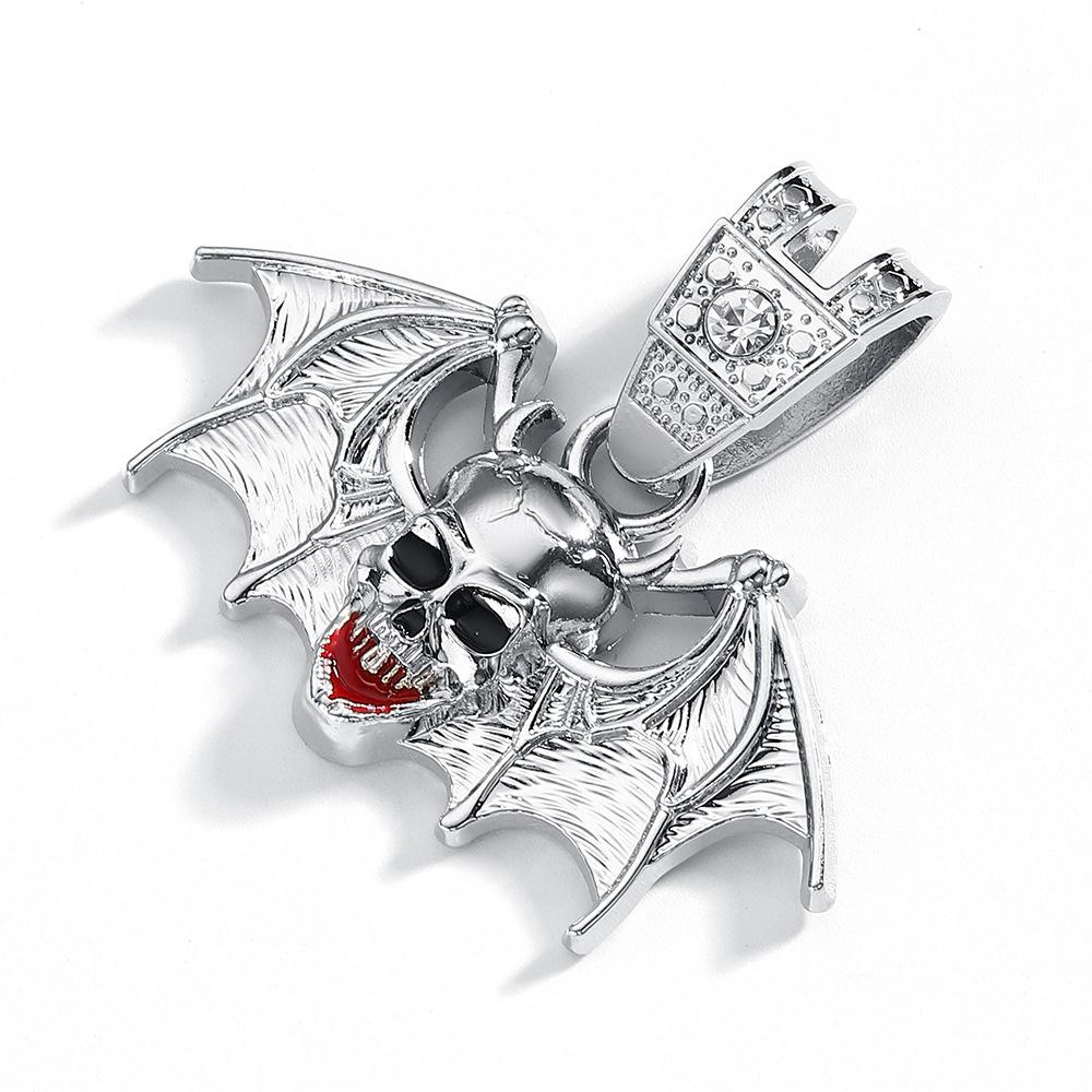 Hip Hop Halloween Skull Alloy Oil Drop Pendant Personality Exaggeration Men'S Necklace