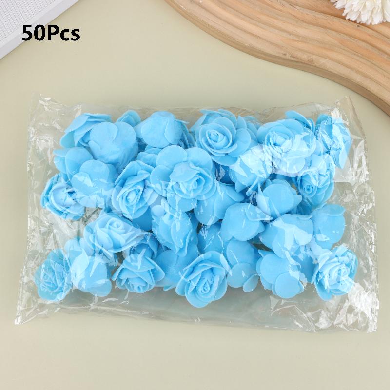 50Pcs Artificial Rose Flower Heads Multicolor Foam Rose Heads For Wedding Bouquet And Diy Crafts Party Home Decorations