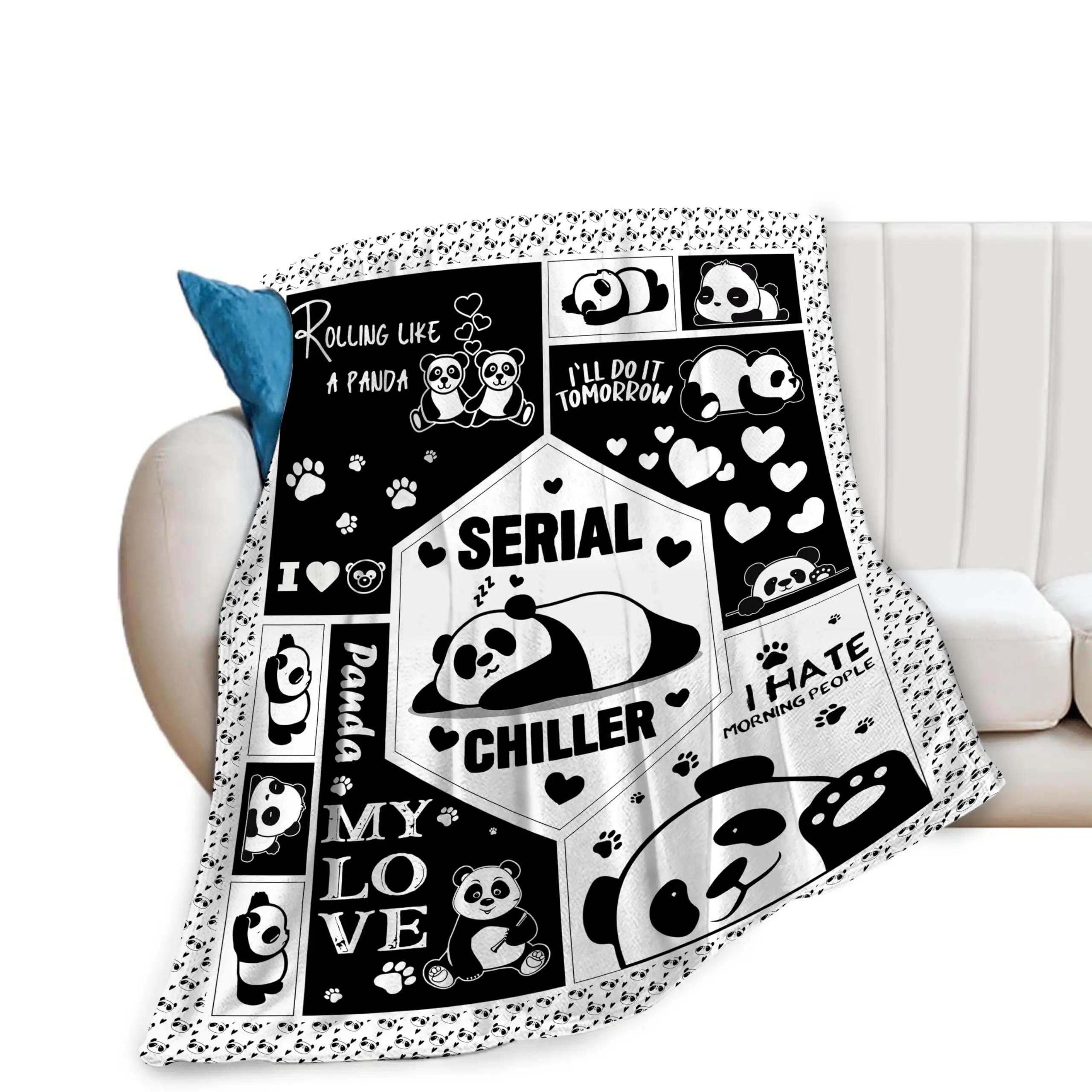 

Kawaii Cartoon Panda Blanket Cute Panda Throw Blanket for Boys Kids Gift Plush Fluffy Warm Flannel Blanket For Couch Sofa Bed 75x90cm