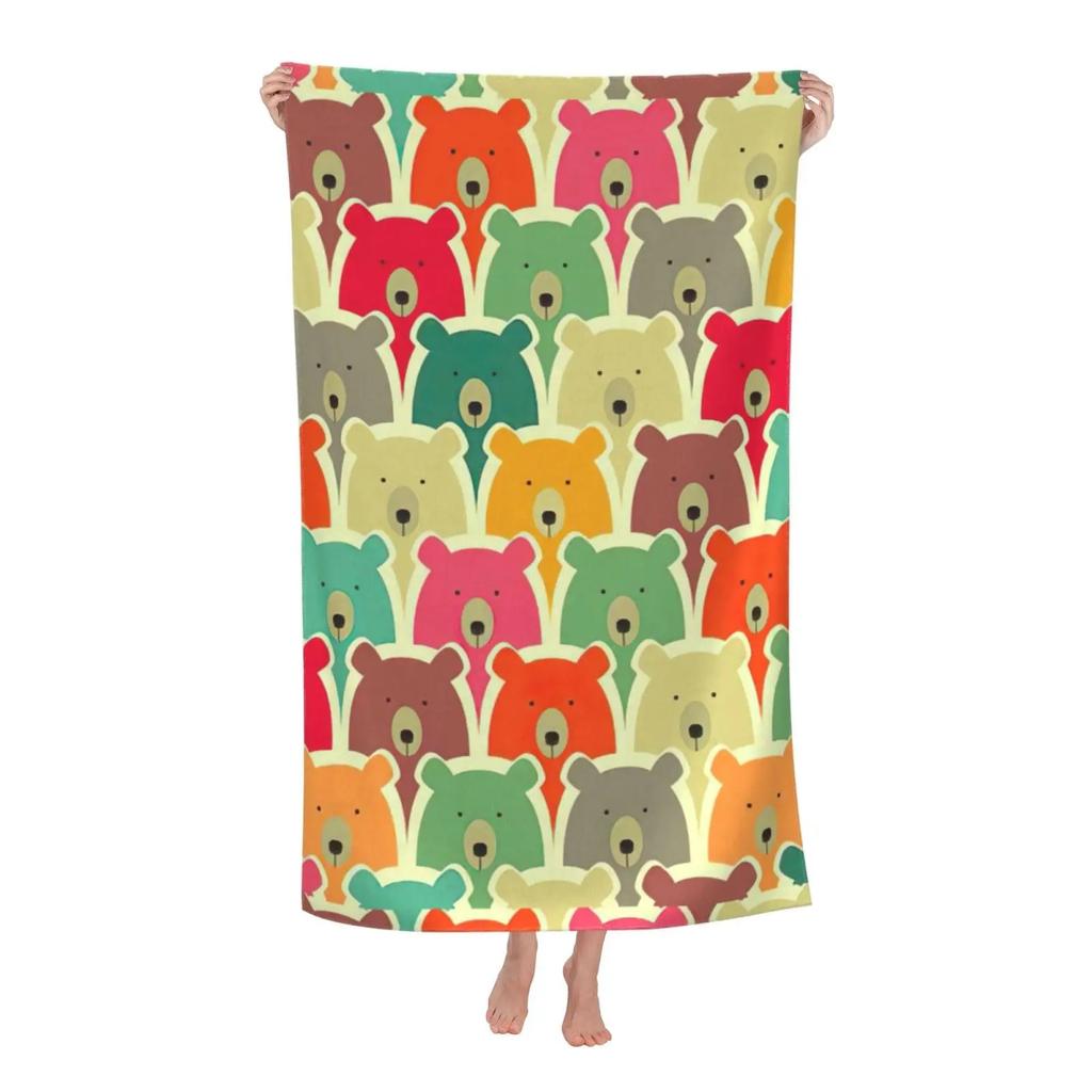 Bear Pattern Beach Towels Quick Dry Oversized Beach Blanket Sand Free Travel Swimming Yoga Bath Towel For Adults And Kids