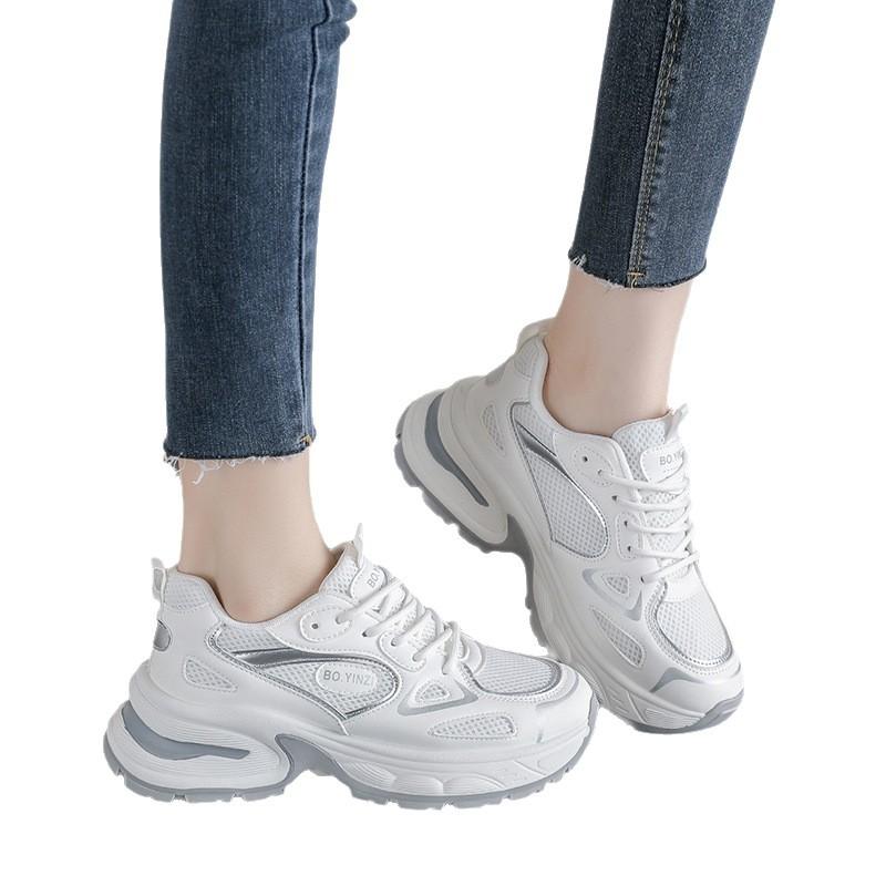 Thick-soled silver dad shoes, new autumn heightening comfortable heightening sneakers