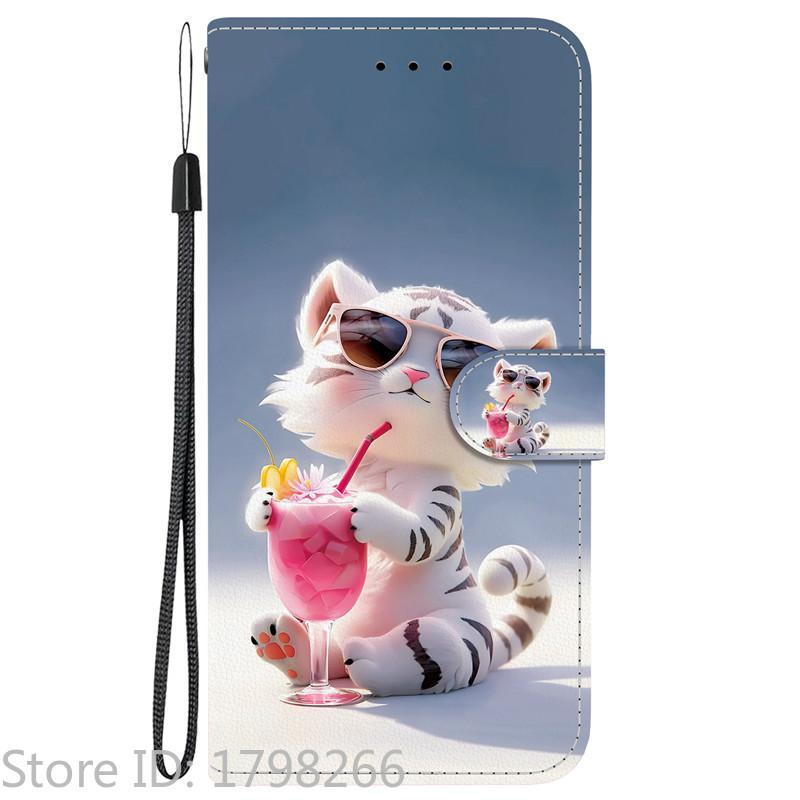 Elegante Portafoglio Colorato con Fiore Custodia per Telefono per Samsung Galaxy A27 5G SM-A276 A 27 Copertura in Pelle Flip Magnetica Carino Modello 3D Capa