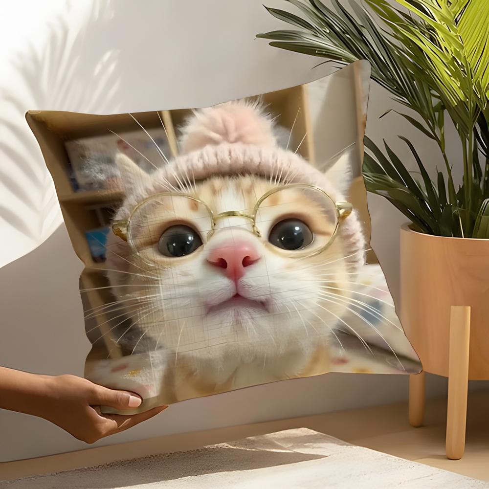 Cute Funny Internet Meme Cat Pillow Case Linen Cushion Covers For Decorative Sofa Home Pillows Case Car Chair Pillows Cases