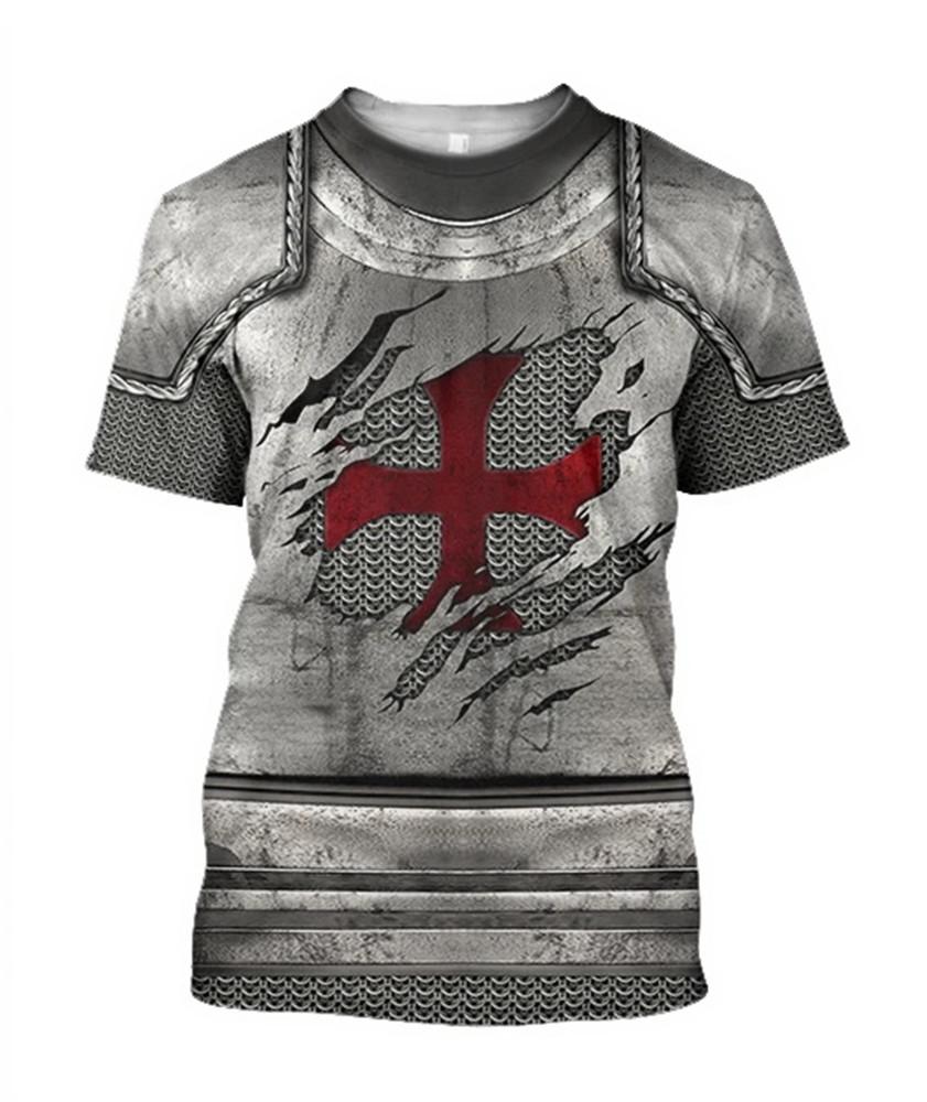 T-Shirts Ritter Mittelalterliche Rüstung 3D-Druck T-Shirt Kinder Rundhals Sommer Mode T-Shirt Junge Mädchen Unisex Hip Hop Lockere Kleidung