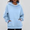 Ladies' Fashionable Solid Color Casual Hooded Pocket Long Sleeved Top