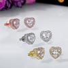 Huitan Fashion Contracted Heart Stud Earrings Women Dazzling Cubic Zirconia Female Love Earring Gift Statement Jewelry Sale