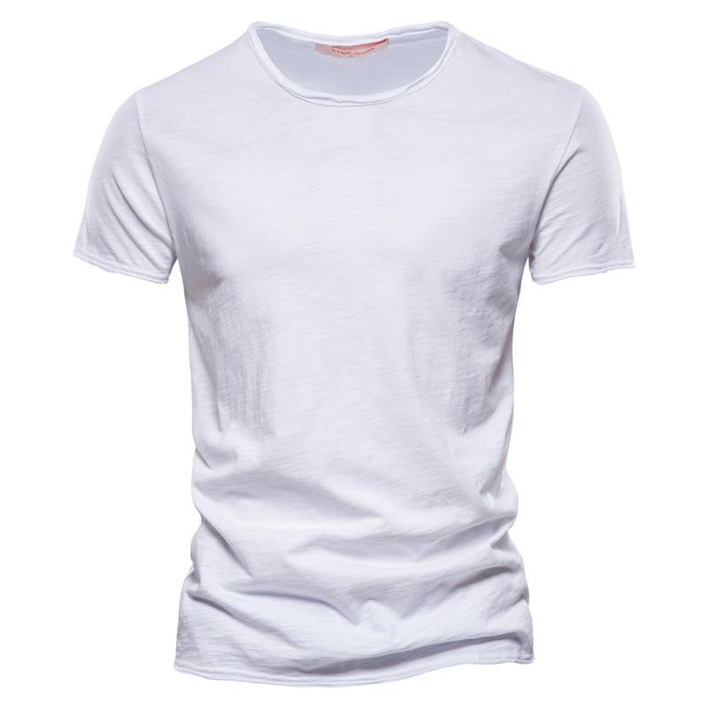 Herren-T-Shirt aus 100 % Baumwolle, lässig, weich, Fitness, Sommer, dünne T-Shirts, Herren-Hauskleidung, O-Ausschnitt, kurzärmelig, einfarbiges T-Shirt für Männer
