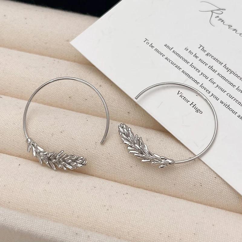 PONYKISS  Sterling Silver Trendy Wheat Ear Stud Earrings for Women Minimalist Plant Fine  Light Luxury Accessories