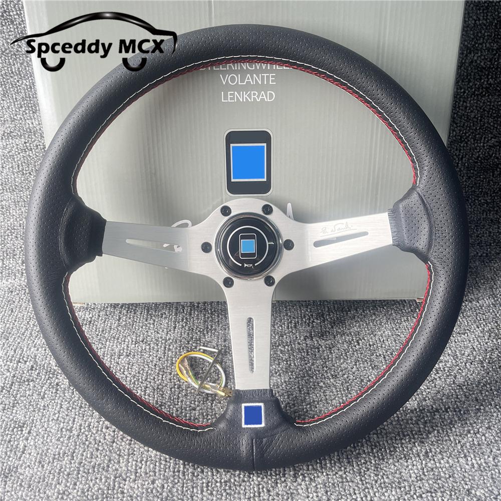 Spceddy Für Lenkrad 14 Zoll 350mm Perforiertes Leder Konkav Auto Sportlenkrad