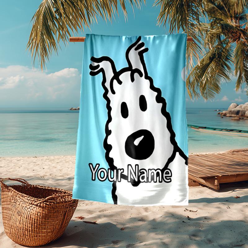 Custom Name Ultra-Soft Beach Towel with Tintin Theme,Ideal for Pool - Camping, Diving - Perfect Travel Essential, Vibrant Beach Towel.