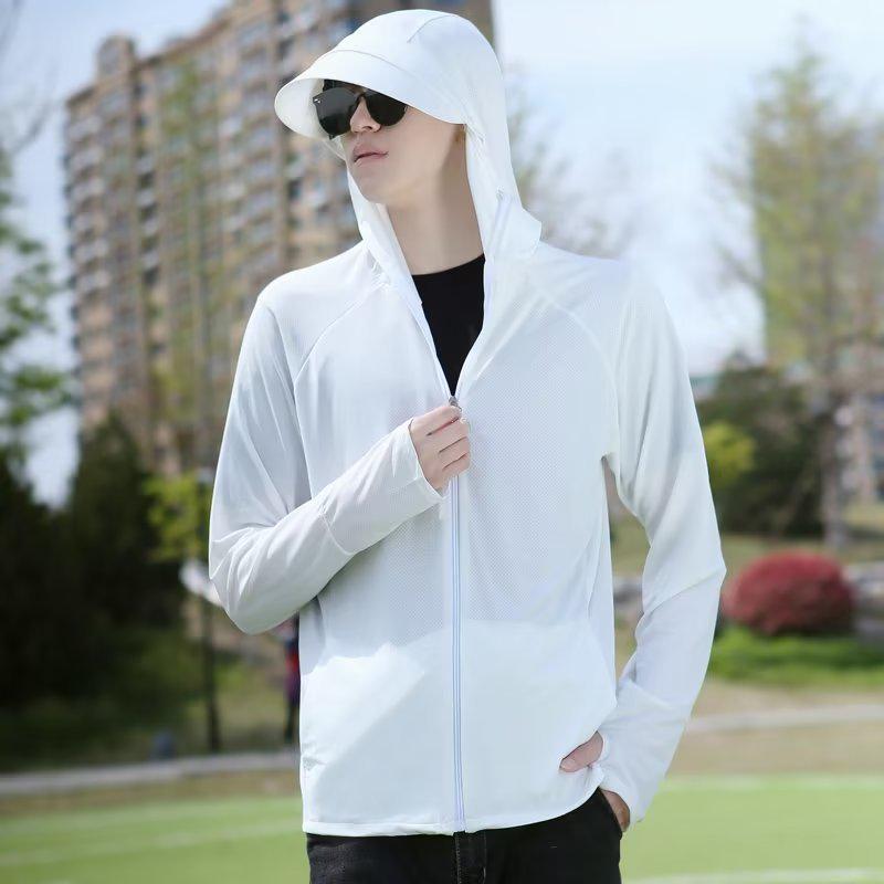 Men's Camouflage Ice Silk Sun Protection Jacket - Summer Thin, Plus Size, Anti-UV, Zipper Hooded Outerwear for Fishing