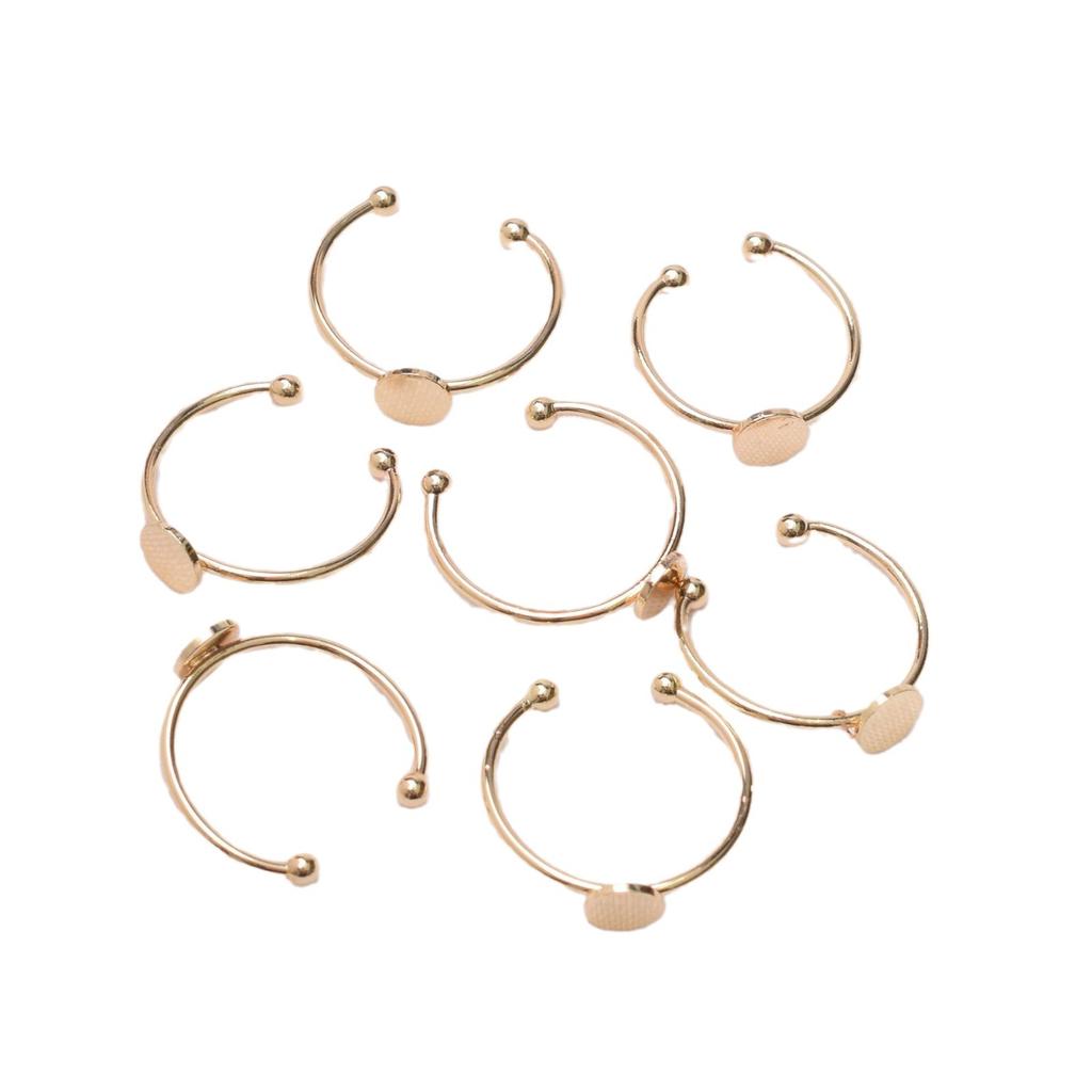 20pcs Color Retention 14K Gold Open Flat Drag Ring Sticky Pearl Ring Diy Handmade Adjustable Flat Ring Holder