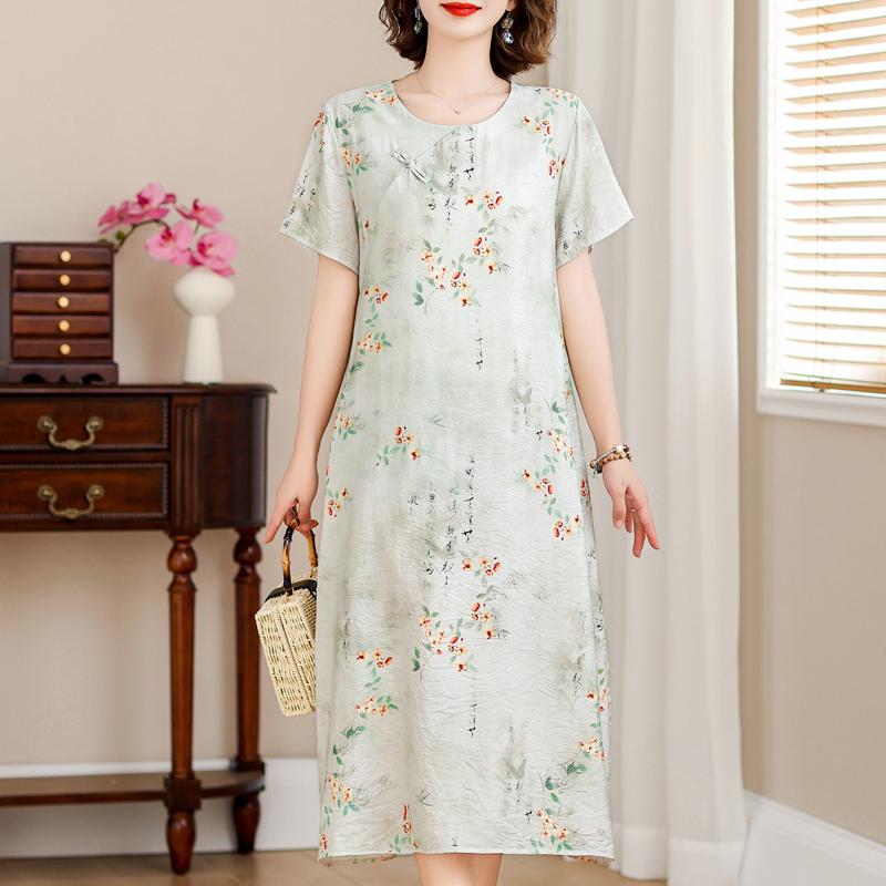 Letní elegantní šaty pro ženy plus size ležérní s krátkým rukávem dlouhé šaty letní vintage oblečení