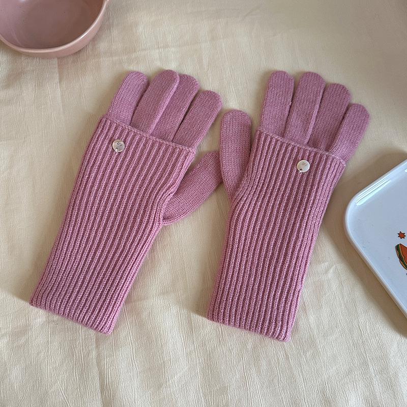 Luochi Women s Versatile Wool Knit Gloves - Warm Winter Wear for Outdoor Cycling and Students