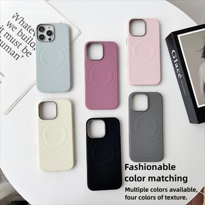 Luxusní magnetický kryt na mobilní telefon Apple 16 Pro Max z tekutého silikonu s vlnkovým vzorem, IPhone16 Plus, jednobarevný, ochrana proti pádu
