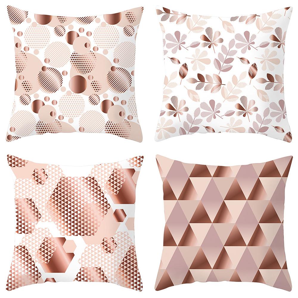 New Pink Geometric Ultra-short Velvet Pillow Case Home Sofa Cushion Pillow