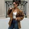 Women's Two-Color Suede Suit Jacket - Brown Mylar (Autumn/Winter 2024)