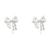Korean version of silver needle bow zircon stud earrings women's niche design sense high-end earrings fashion temperament ear jewelry