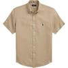 Polo SS25 Logo Embroidered Classic Fit Point Collar Linen Short Sleeve Shirt Men Shirts Khaki MNPOWOV1N820887-250