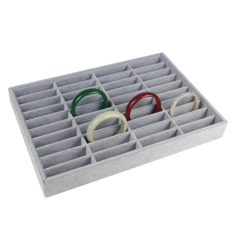 

Portable Leather Jewelry Display Stand 40 Grids Tabletop Bracelet Tray Holder Large Stackable Jewelry Tray Jewelry Showcase сірий