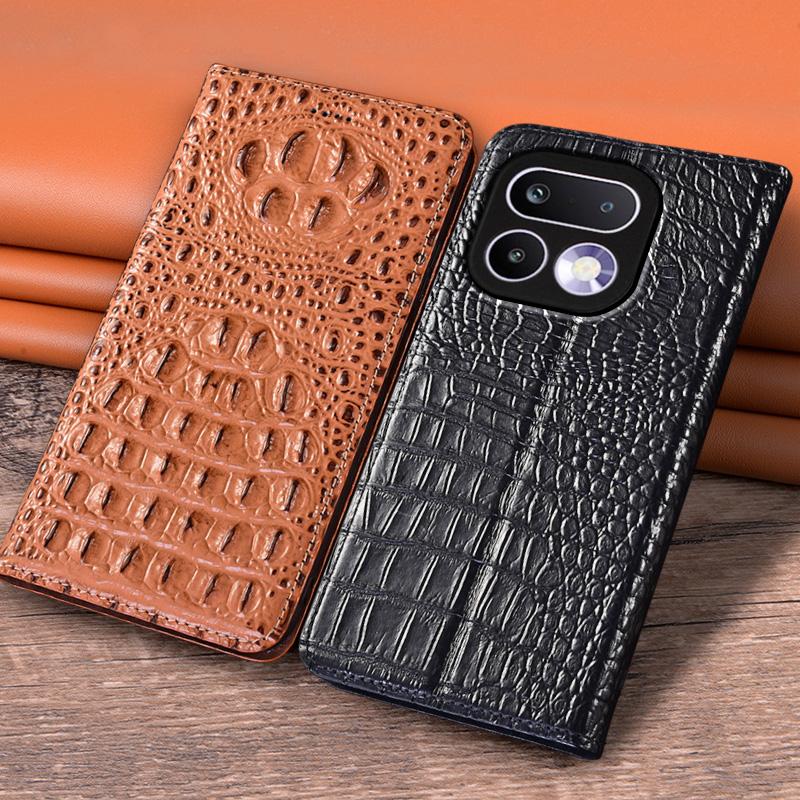 Flip Case for Realme 16 Realme16 Pro Plus 5G Genuine Leather Magnetic Cover Cowhide 3D Crocodile Claw Card Pocket Wallet Cases