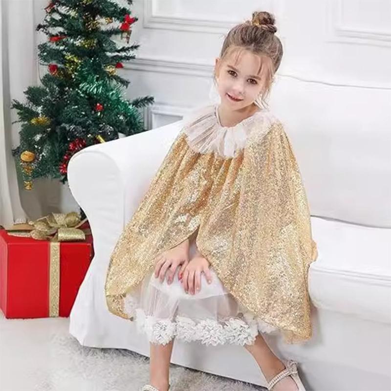 Sparkling Sequins Cloak Cape Princess Cloak Women Christmas Cosplay Costume Accessory For Women Girl Halloween Birthday