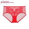 Aimer Women's Red Lace Mid-Waist Briefs