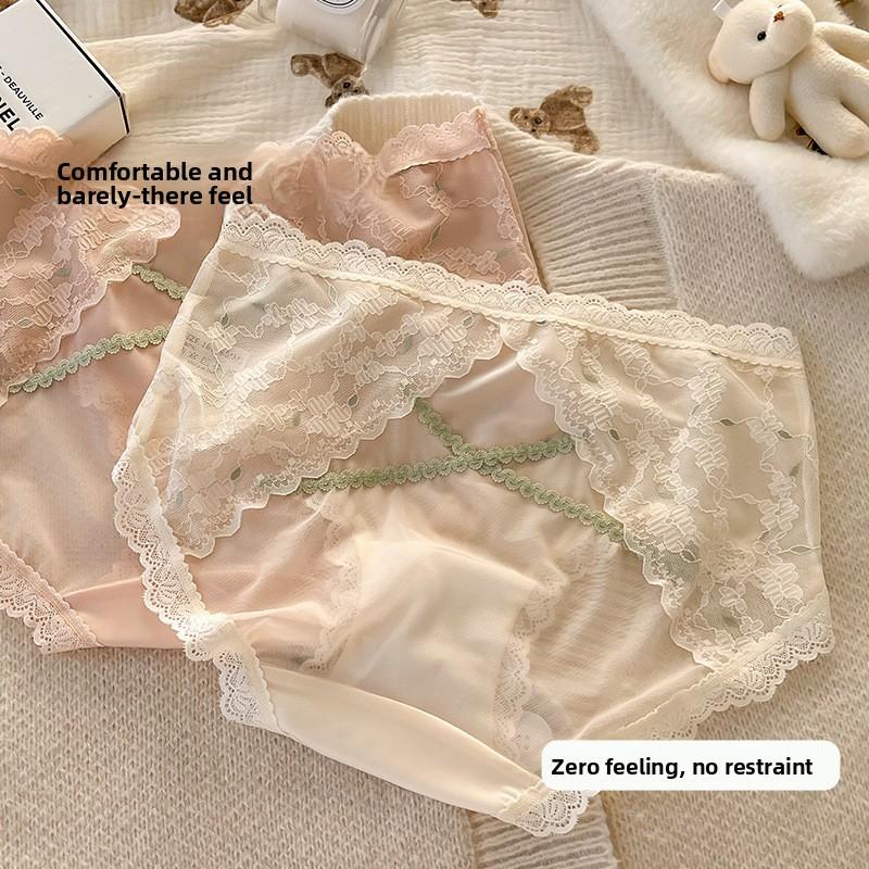Ladies Summer Thin Style Pure Desire Lace Sexy Hollow Waist Pure Cotton Extension Crotch Triangle Briefs