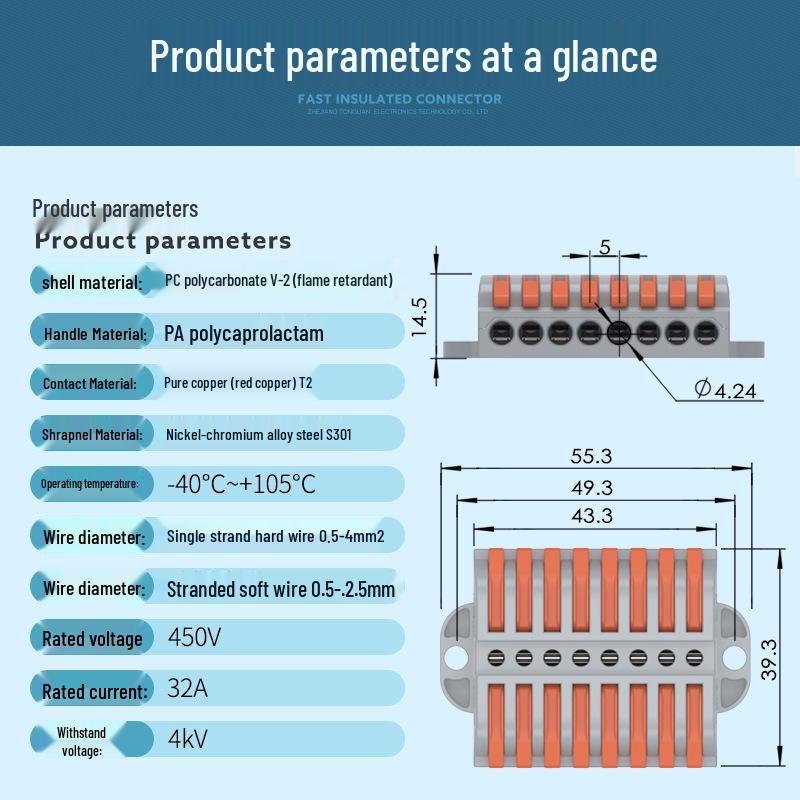 Unitek PCT-222 Multi-in/Out Quick Wiring Terminal for Soft and Hard Wire