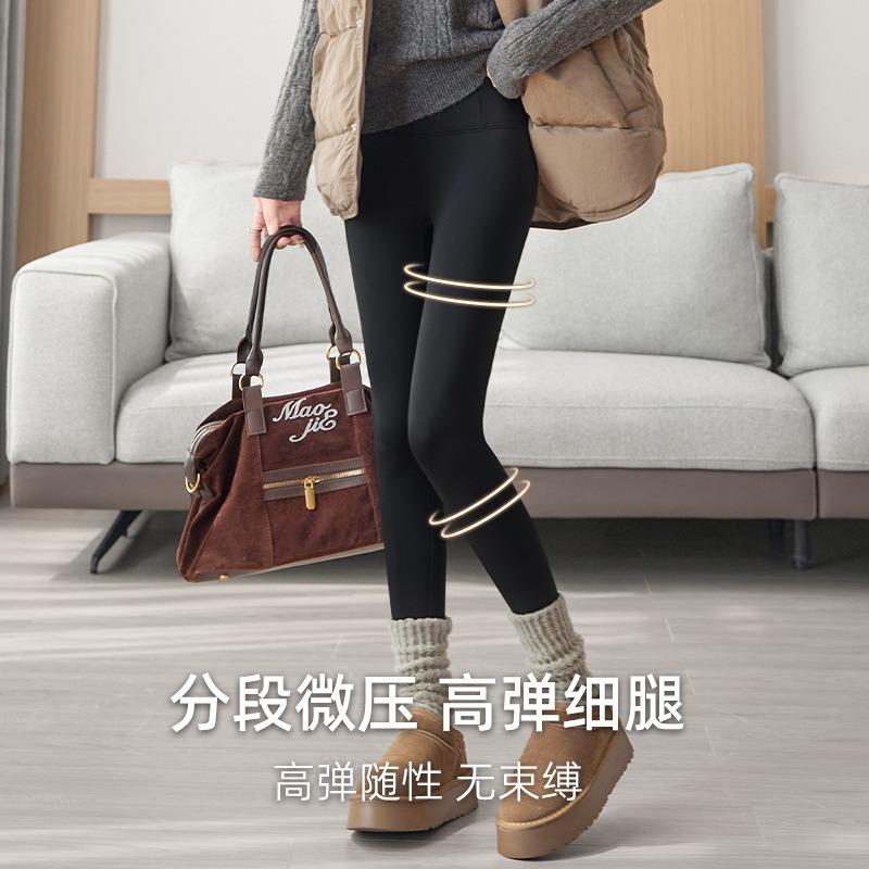 Zipper body sculpting shark pants women's outer wear autumn and winter new leggings high waist belly hip yoga pants velvet