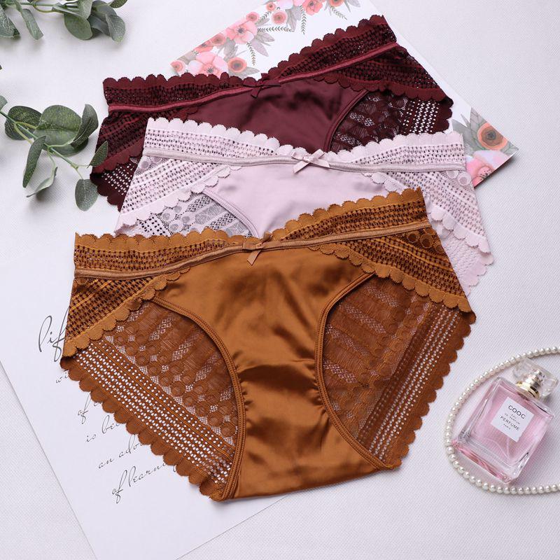 Nahtlose Damenunterwäsche, niedrige Taille, gekreuzte Spitzenhöschen, Damen-Dessous, Slips, atmungsaktive Baumwoll-Tangas, Höschen für Damen