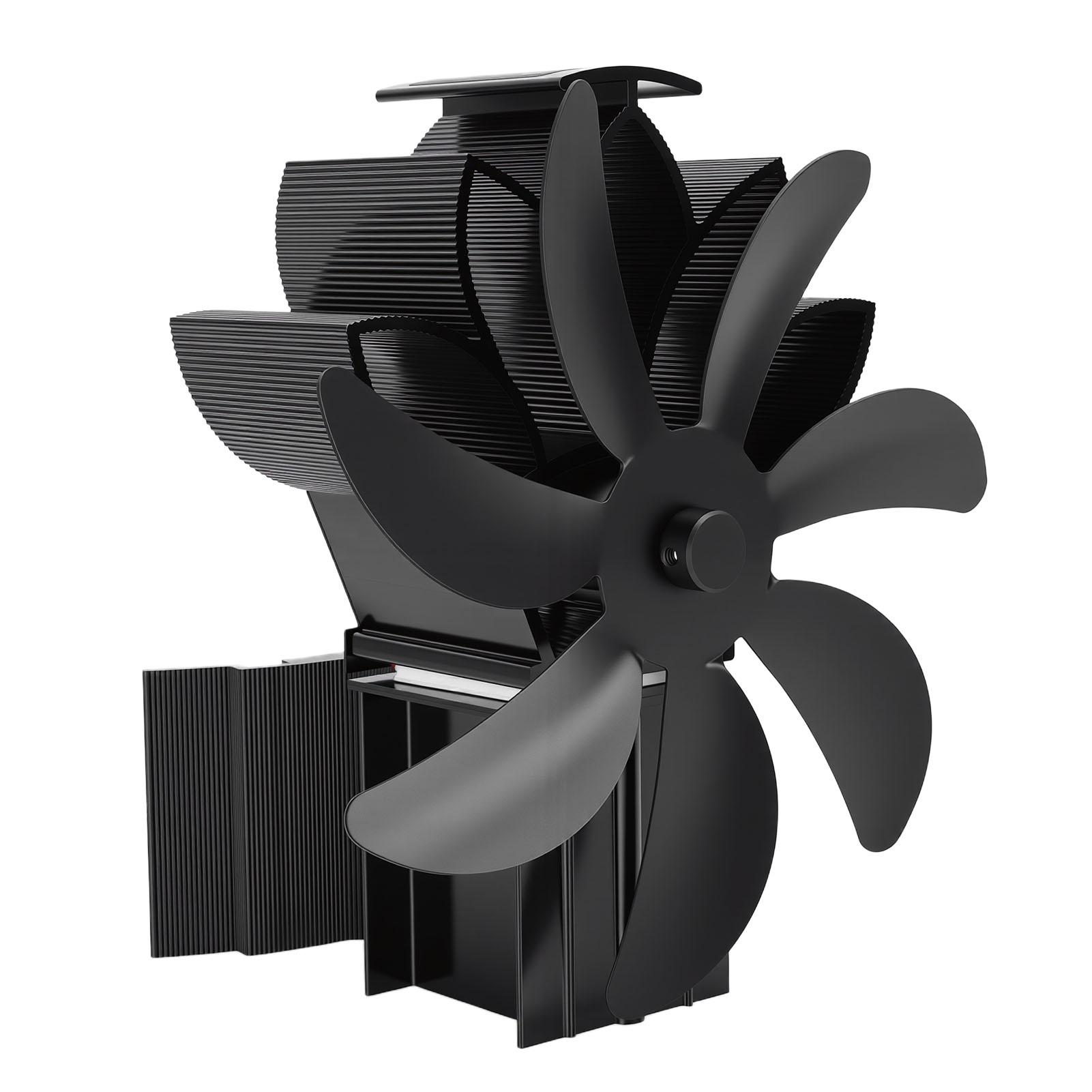 Ventilatore per stufa a legna, ventilatore per camino alimentato a calore, 7 pale per stufa a legna, montaggio a parete, indipendente