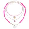 Soft Clay Layered Necklace With Shell Beads And Starfish For Women Summer Style
