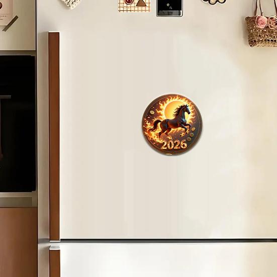 2026 Year of The Horse Fridge Magnet Acrylic Auspicious Horse Refrigerator Magnet Chinese New Year Festival Home Kitchen Door Locker Decoration