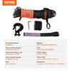 Synthetic Winch Rope, 1/4 Inch X 50 Feet 10,000 Lbs Synthetic Winch Line Cable Rope with Protective Sleeve + Stopper + Forged Winch Hook + Pull Strap,