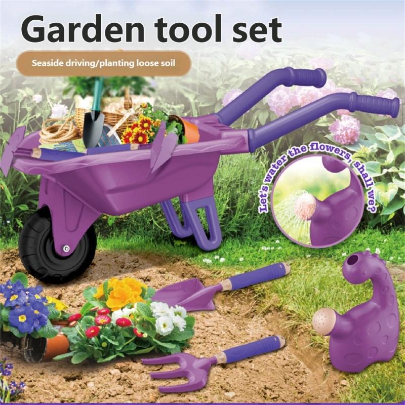 Kids Gardening Set for Beach Park and Home Adventures Promoting Creativity and Family Bonding with Rake Cart Shovel