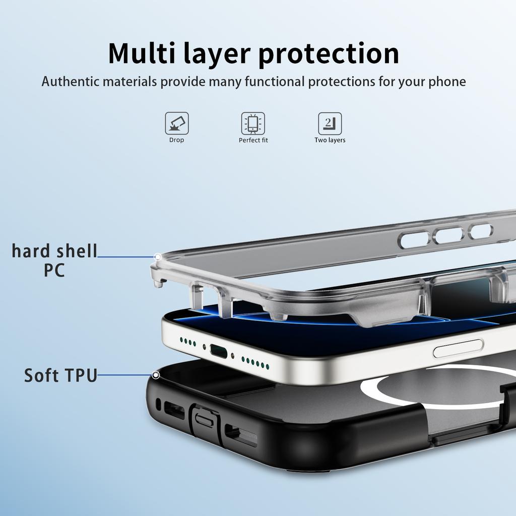 For iPhone 16 Pro Case Compatible with MagSafe Lens Frame Kickstand TPU + PC Shockproof Phone Cover