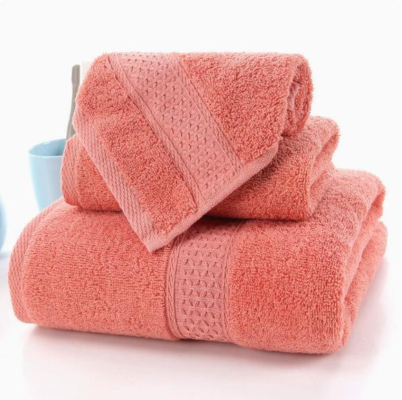 Soft Pure Cotton Bath Towel Set - 3-Piece Absorbent Combed Towels